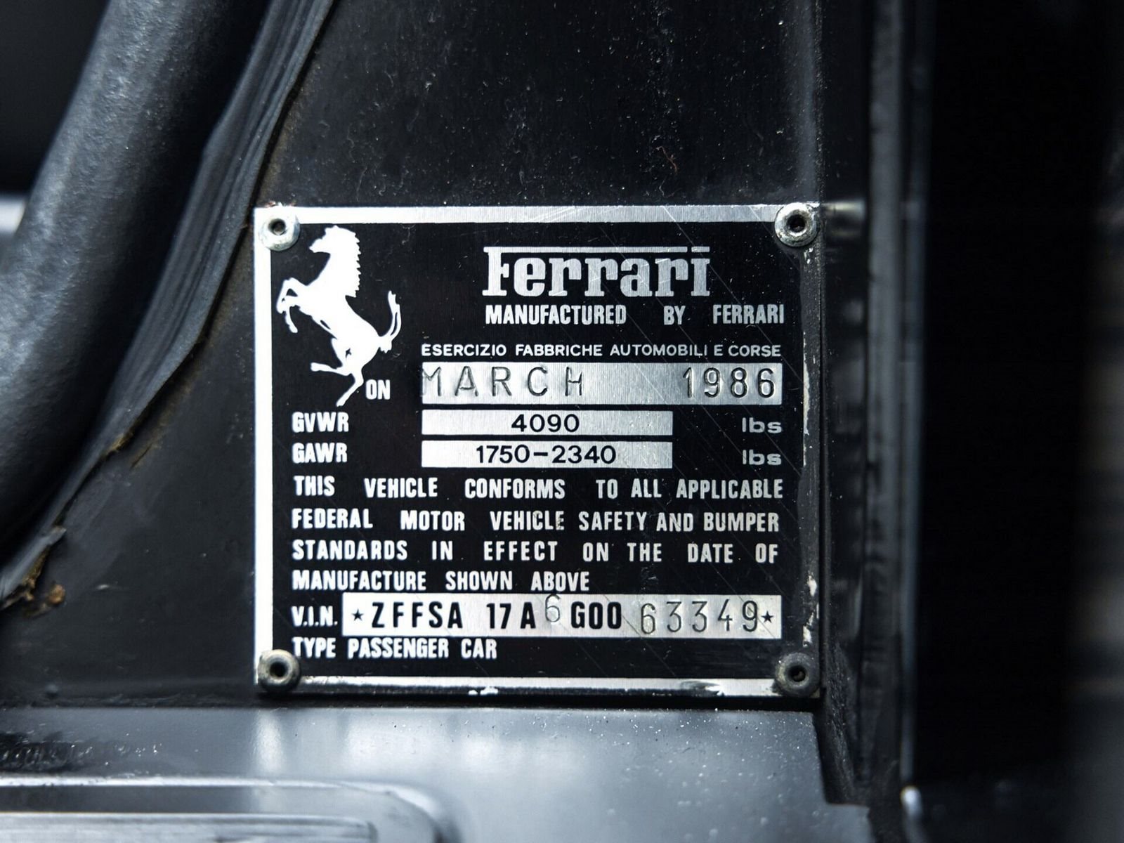 1986 - FERRARI TESTAROSSA MONOSPECCHIO NERO, foto 42