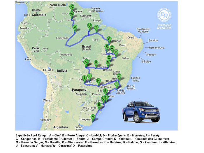 EXPEDIÇÃO DA NOVA FORD RANGER VAI PERCORRER 12.000 KM DE NORTE A SUL DO BRASIL, foto 1