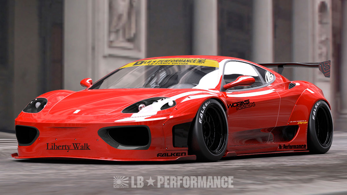 O PREPARADOR JAPONÊS LIBERTY WALK MOSTRA SEU TRABALHO REALIZADO SOBRE UM FERRARI F360 MODENA DE 2005, foto 1