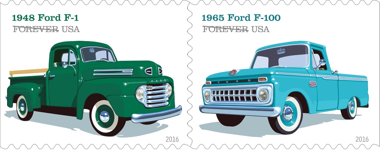 PICK-UP FORD SÉRIE F É HOMENAGEADA EM EDIÇÃO DE SELOS POSTAIS NOS EUA, foto 1