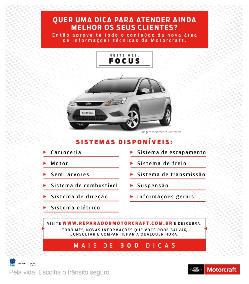 MOTORCRAFT CRIA PÁGINA EXCLUSIVA DOS MODELOS FORD FOCUS 2010 A 2013, foto 1