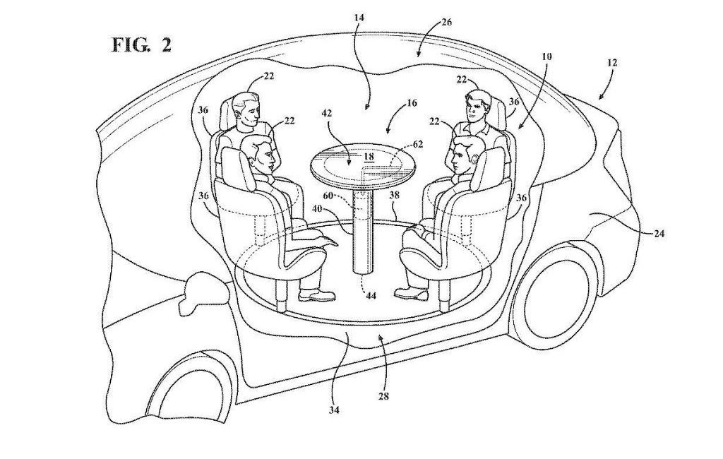 FORD REGISTRA PATENTE DE MESA RETRÁTIL COM AIRBAG PARA VEÍCULOS AUTÔNOMOS, foto 2