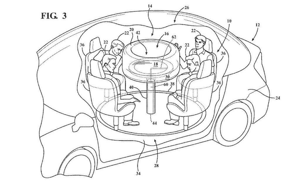 FORD REGISTRA PATENTE DE MESA RETRÁTIL COM AIRBAG PARA VEÍCULOS AUTÔNOMOS, foto 3