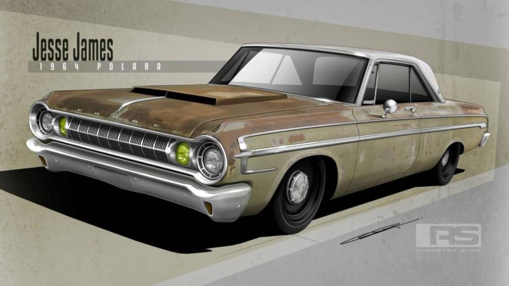 GARRETT E JESSE JAMES APRESENTAM NO SEMA SHOW 2017 UM DODGE POLARA DE ESTILO RAT ROD, foto 1
