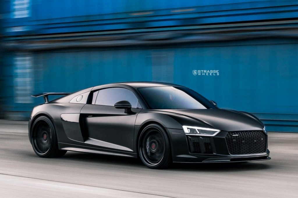 UM AUDI R8 V10 PLUS COM RODAS DE FIBRA DE CARBONO DA STRASSE WHEELS, foto 8