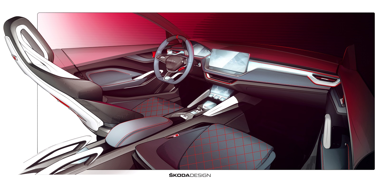 SKODA ADIANTA O INTERIOR DO VISION RS, O CONCEPT CAR QUE SERÁ APRESENTADO EM PARIS, foto 1