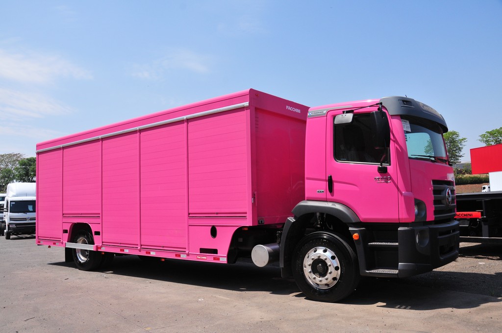 VW CONSTELLATION EMBARCA PARA A COLÔMBIA COM PINTURA ROSA DE FÁBRICA, foto 2