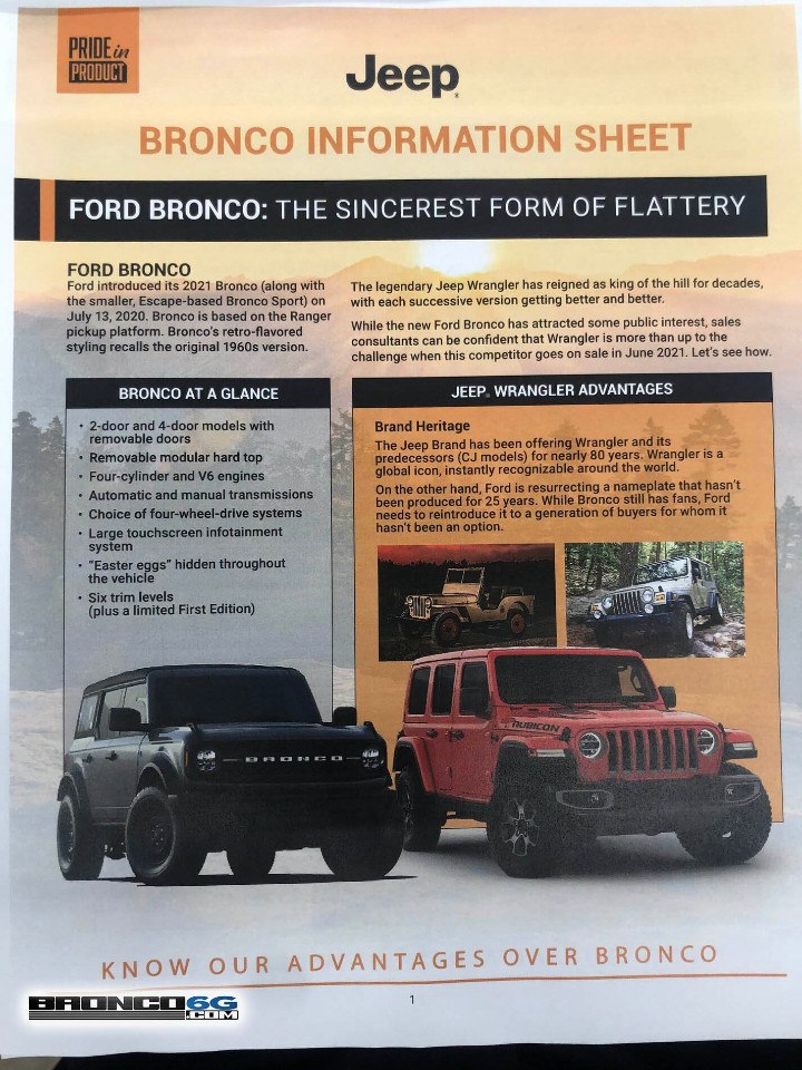 JEEP CRIA UM CATÁLOGO DAS VANTAGENS DO WRANGLER SOBRE ‘SEU IMITADOR’, O NOVO FORD BRONCO, foto 2