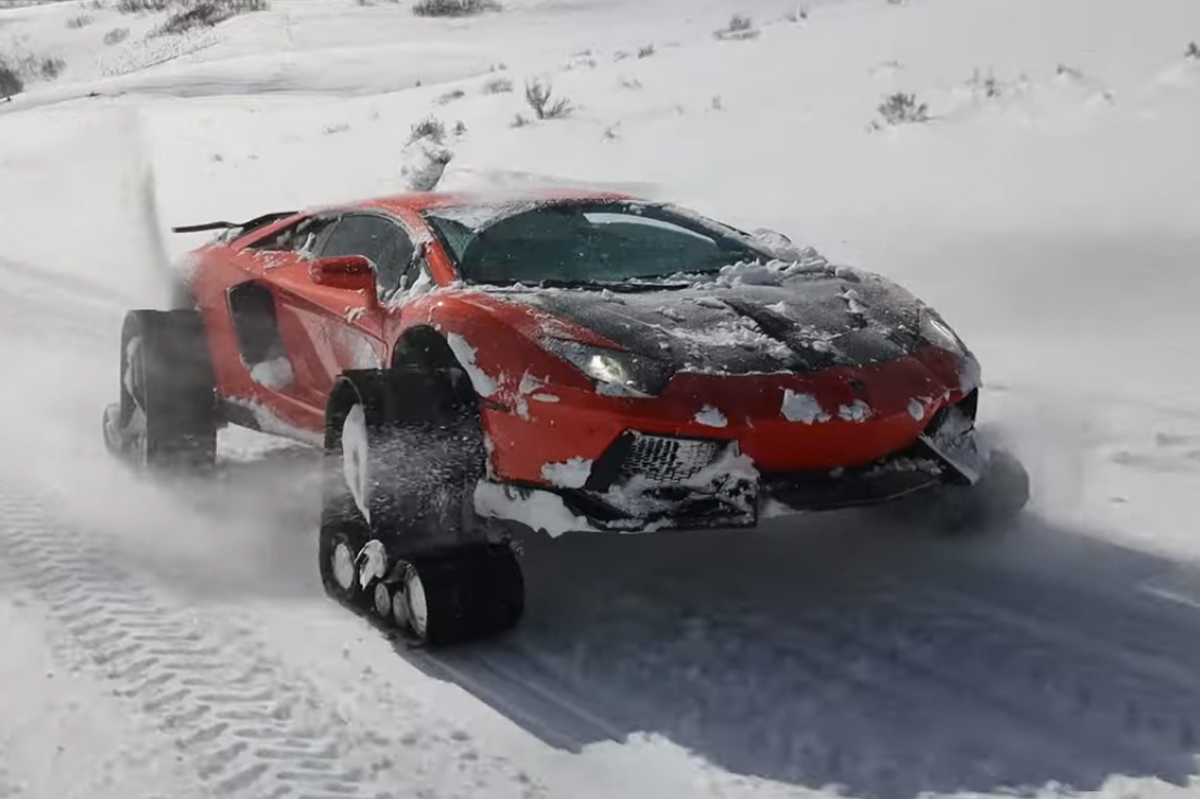UM LAMBORGHINI AVENTADOR PARA EXPLORAR AS MONTANHAS NEVADAS, foto 1
