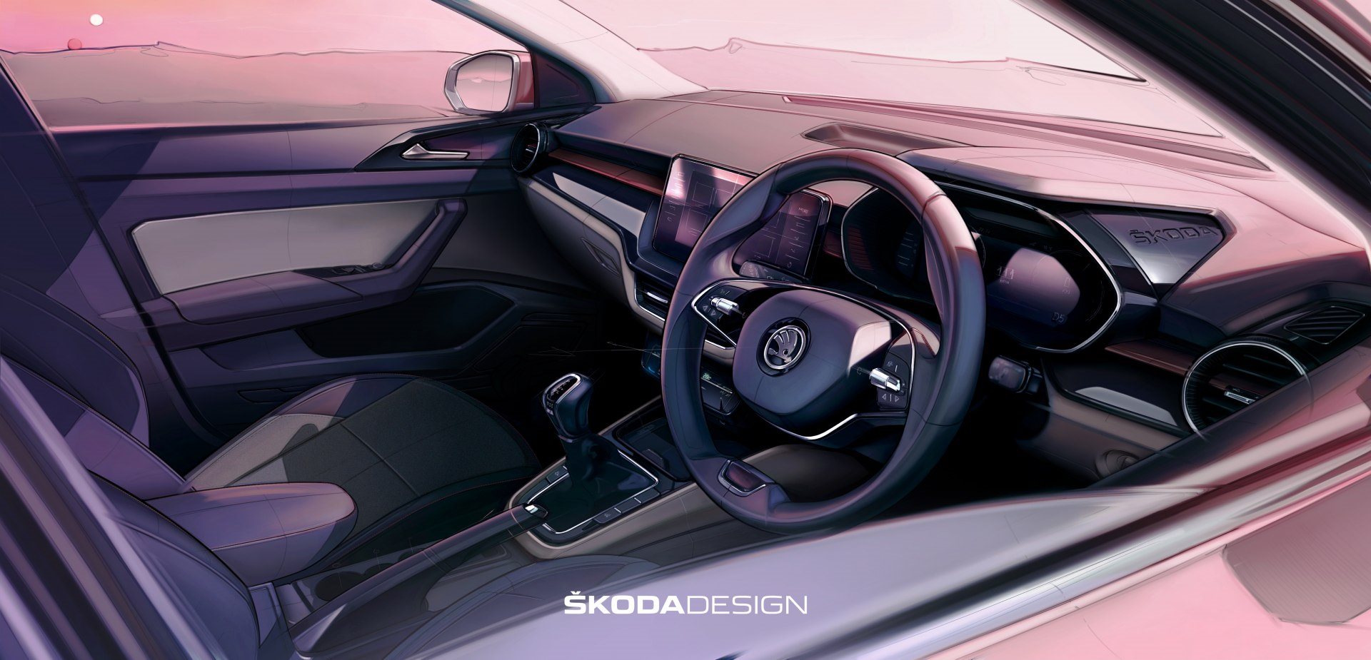 SKODA SLAVIA: REVELADO ESBOÇO DO INTERIOR DO NOVO SEDAN CHECO, foto 1